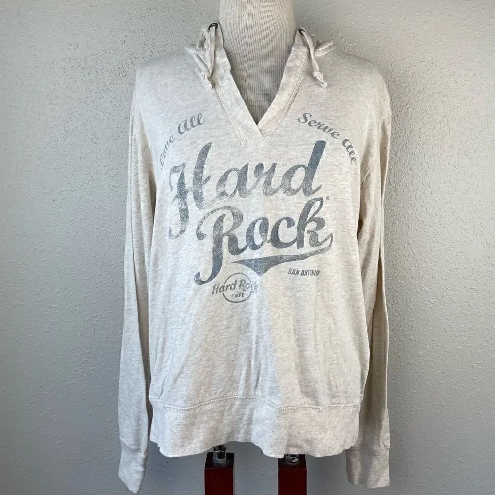 Hard Rick Cafe San Antonio V-Neck Hoodie Top Size XL EUC